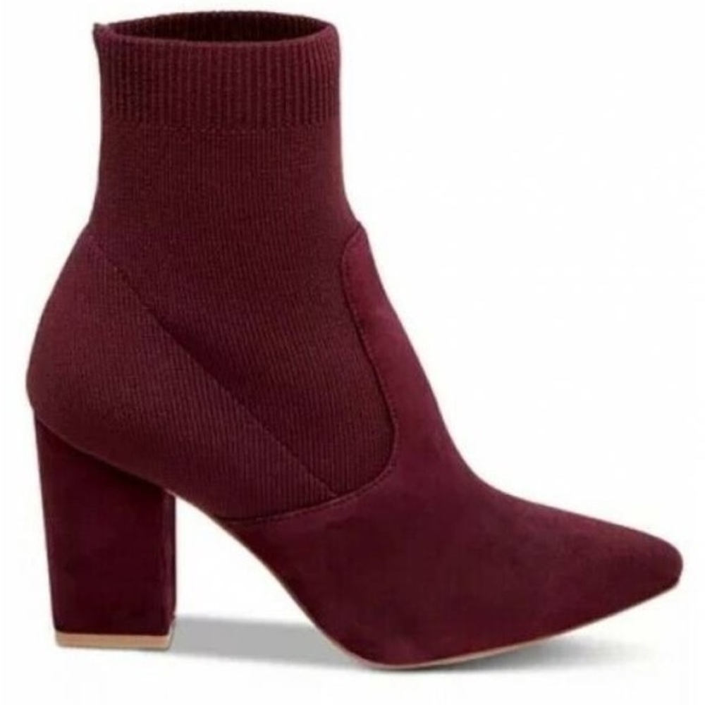 Steve Madden Remy Maroon Pointed Sock Boots
